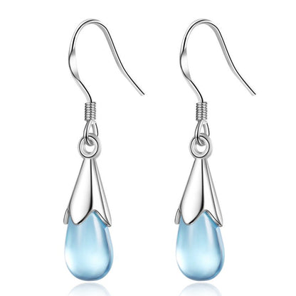 Blue Water Drop Earrings Long Tassel Sen-Jewearrings