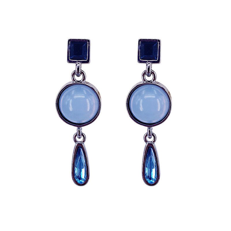 Blue Water Drop Temperament Opal Geometric Earrings-Jewearrings