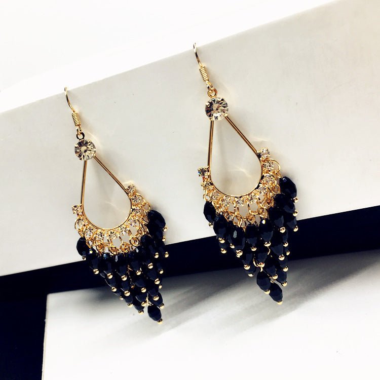 Bohemia Long Style Water Drop Crystal Earrings-Jewearrings