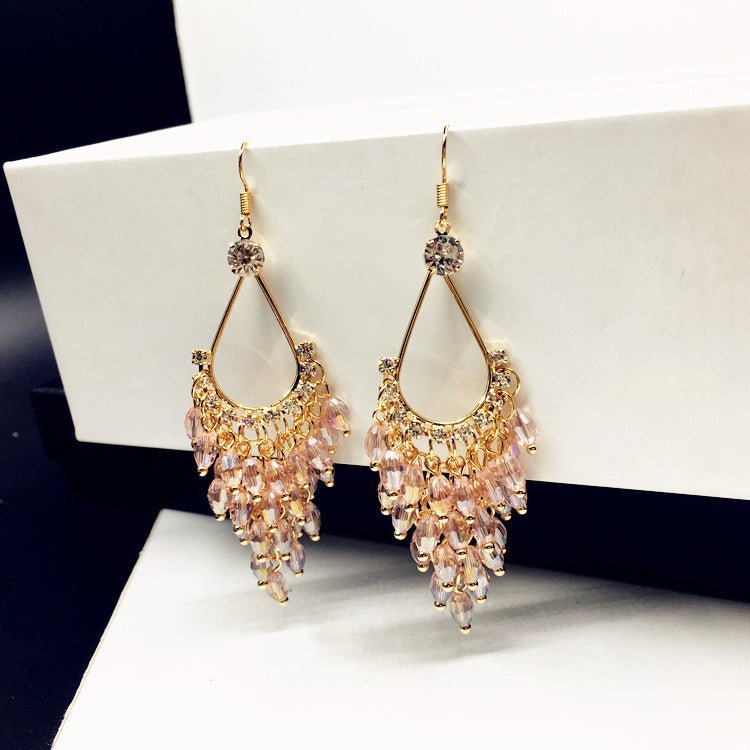 Bohemia Long Style Water Drop Crystal Earrings-Jewearrings