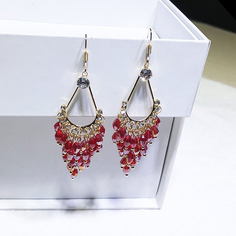 Bohemia Long Style Water Drop Crystal Earrings-Jewearrings