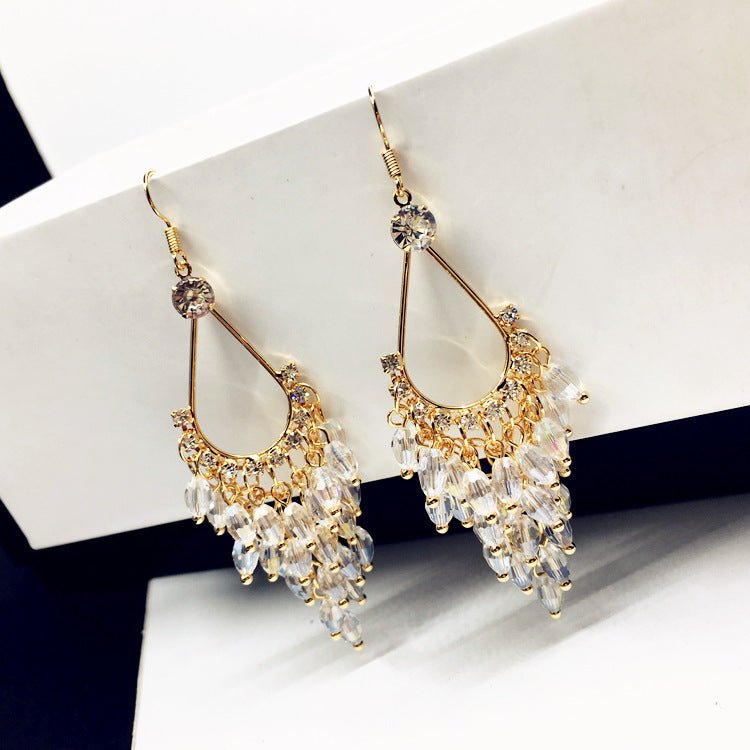 Bohemia Long Style Water Drop Crystal Earrings-Jewearrings