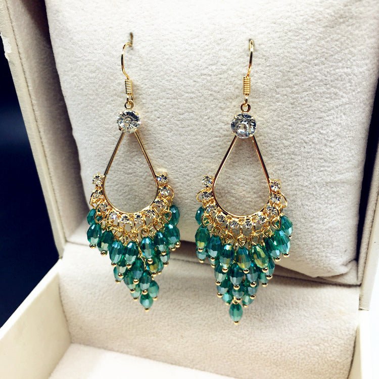 Bohemia Long Style Water Drop Crystal Earrings-Jewearrings