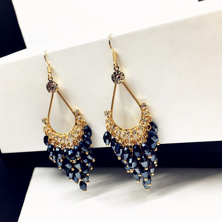 Bohemia Long Style Water Drop Crystal Earrings-Jewearrings