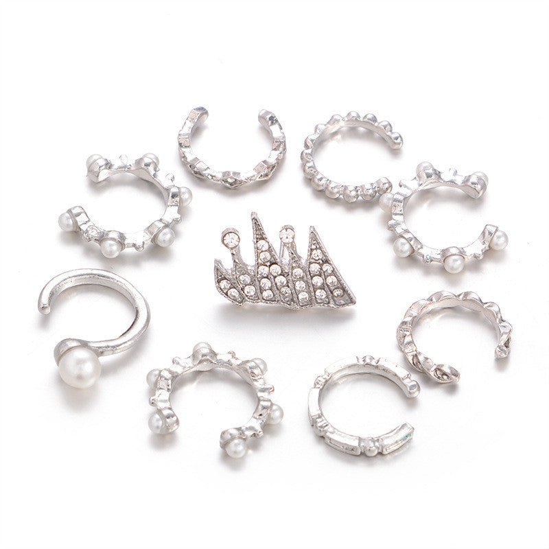 Bohemian Ear Clip 9-piece Personalized Hoop Crown Earrings-Jewearrings