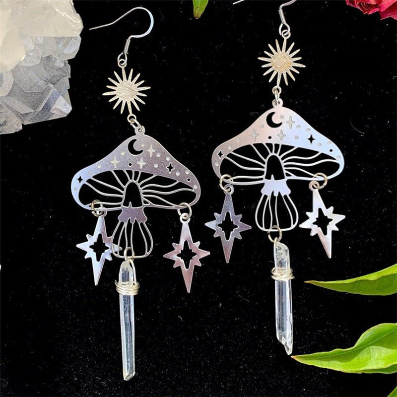 Bohemian Ear Hook Irregular Natural Crystal Drop Earrings-Jewearrings