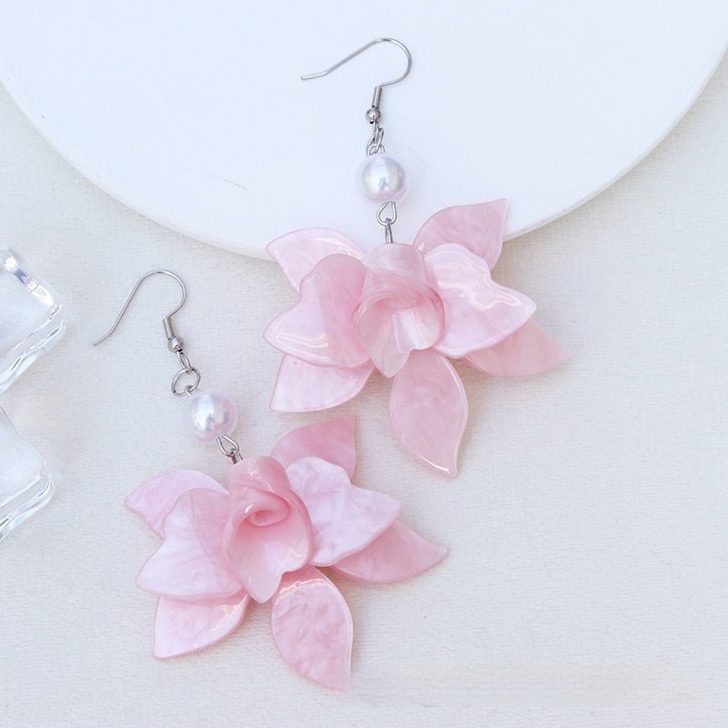 Bohemian Petal Stitching Water Ripple Acrylic Earrings-Jewearrings