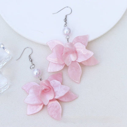 Bohemian Petal Stitching Water Ripple Acrylic Earrings-Jewearrings