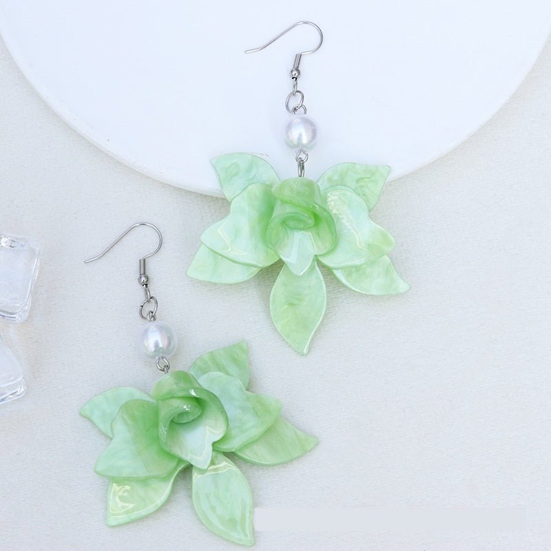 Bohemian Petal Stitching Water Ripple Acrylic Earrings-Jewearrings