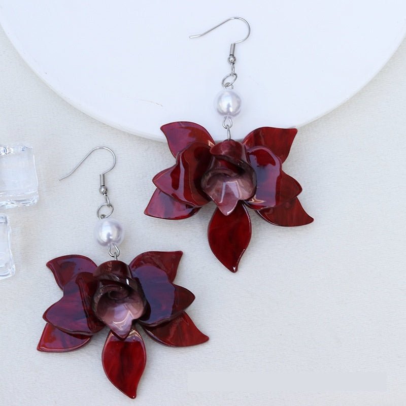 Bohemian Petal Stitching Water Ripple Acrylic Earrings-Jewearrings