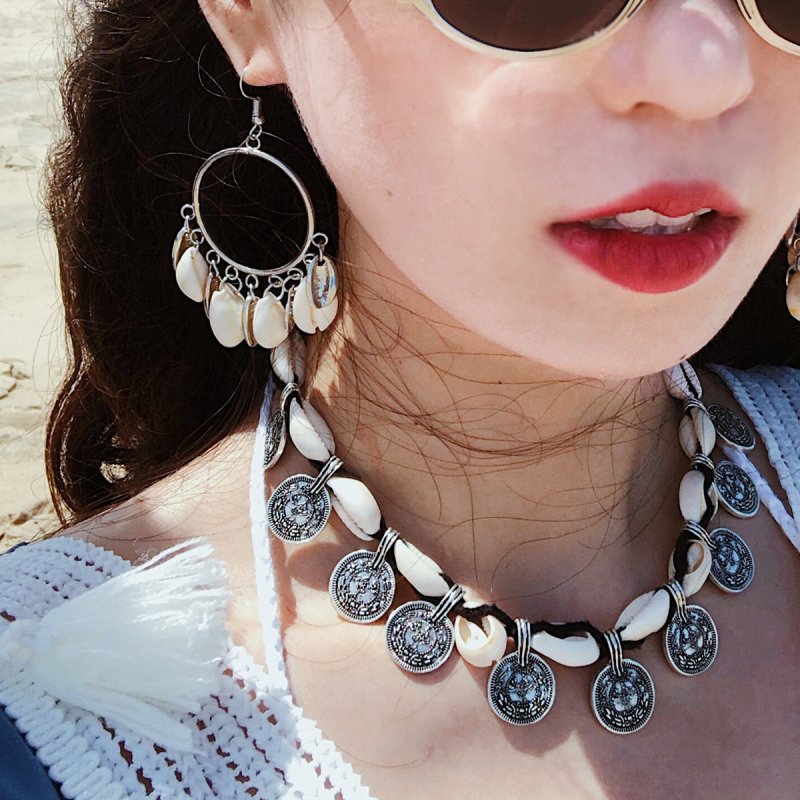 Bohemian Shell Pendant Earrings Female-Jewearrings