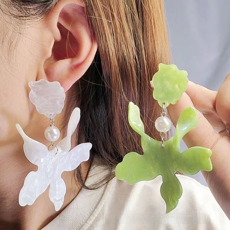 Bohemian Style Irregular Shaped Petals Stitching Acrylic Earrings-Jewearrings