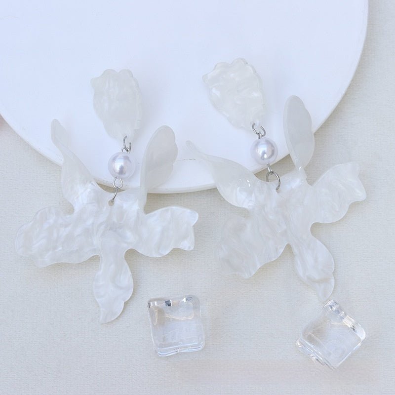 Bohemian Style Irregular Shaped Petals Stitching Acrylic Earrings-Jewearrings