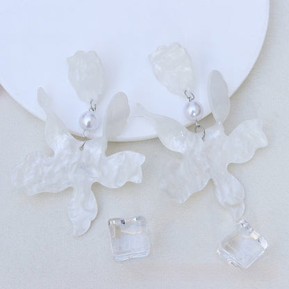 Bohemian Style Irregular Shaped Petals Stitching Acrylic Earrings-Jewearrings