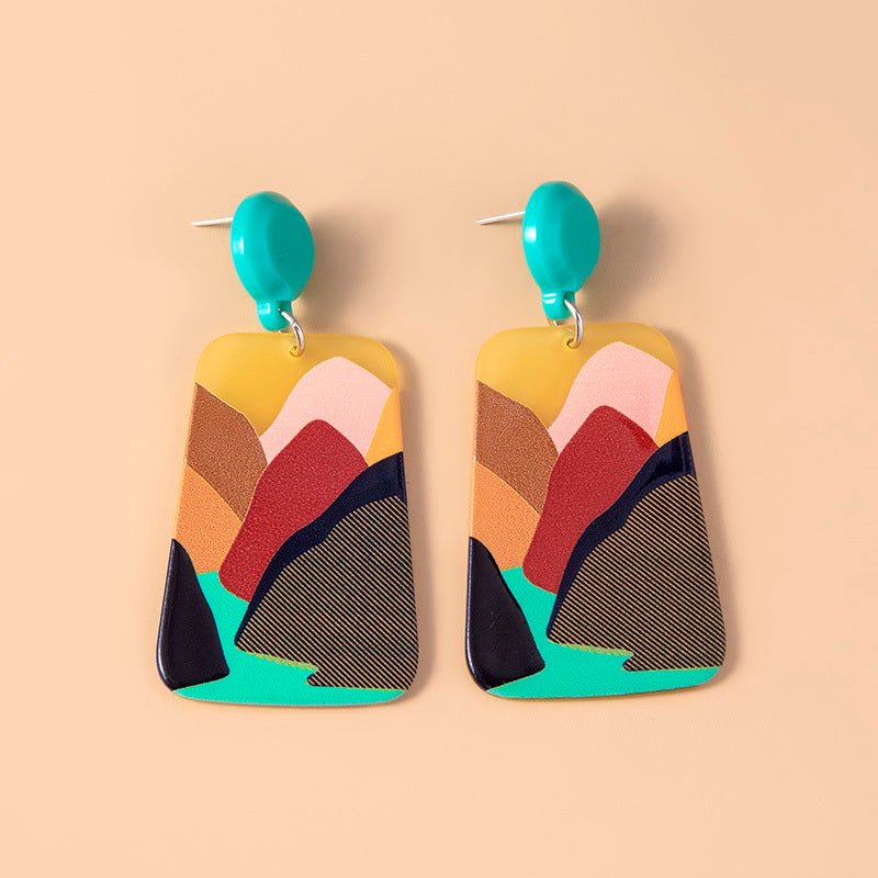 Boho Abstract Art Painting Acrylic Earrings-Jewearrings