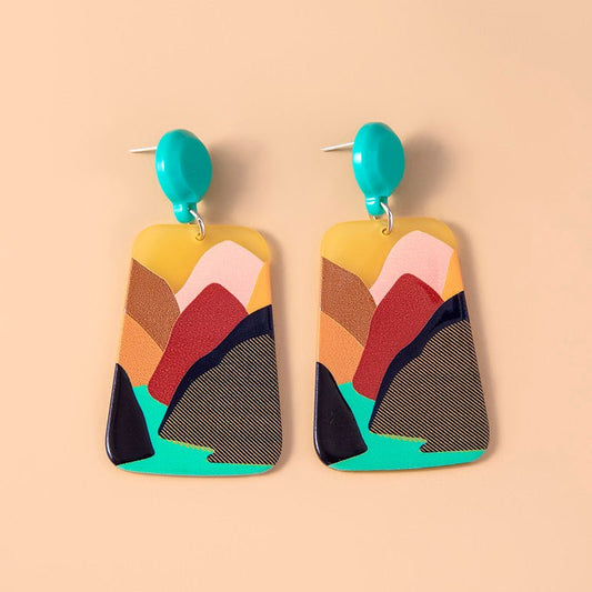 Boho Abstract Art Painting Acrylic Earrings-Jewearrings