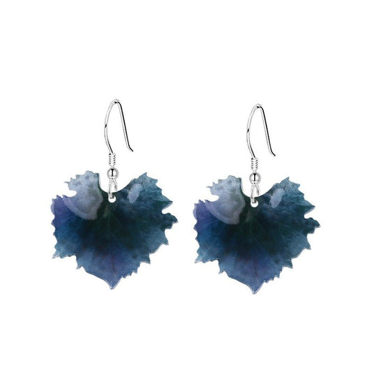 Boho Acrylic Grape Leaf Pendant Earrings For Women-Jewearrings