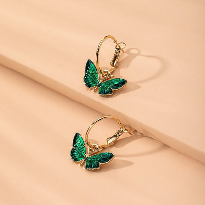 Boho Green Blue Red Butterfly Earrings For Women Girls-Jewearrings