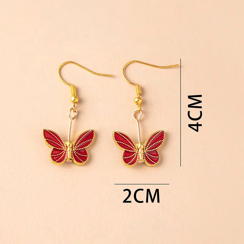 Boho Green Blue Red Butterfly Earrings For Women Girls-Jewearrings