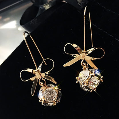 Bow Full Diamond Earrings-Jewearrings