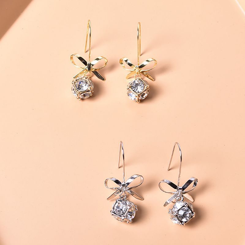 Bow Full Diamond Earrings-Jewearrings