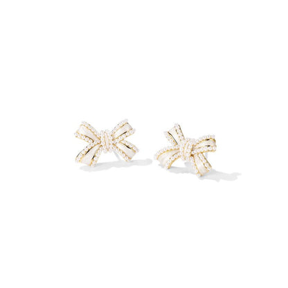 Bowknot Earrings Female Niche High-end Pearl Ear Clips-Jewearrings