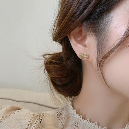 Bowknot Fringe Pearl Temperament Modified Face Earrings-Jewearrings