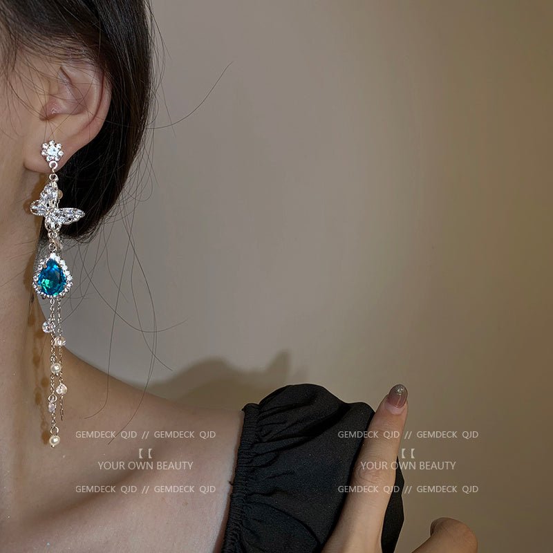 Bowknot Pearl Korean Temperament Tassel Earrings-Jewearrings