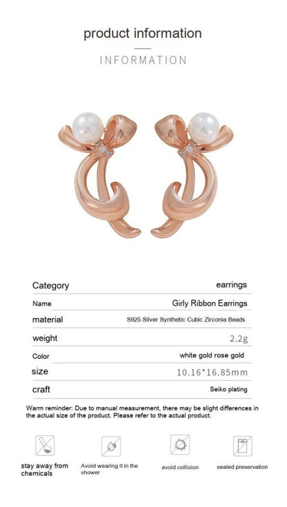 Bowknot Shell Pearls Classic Style Earrings Daily Commute-Jewearrings