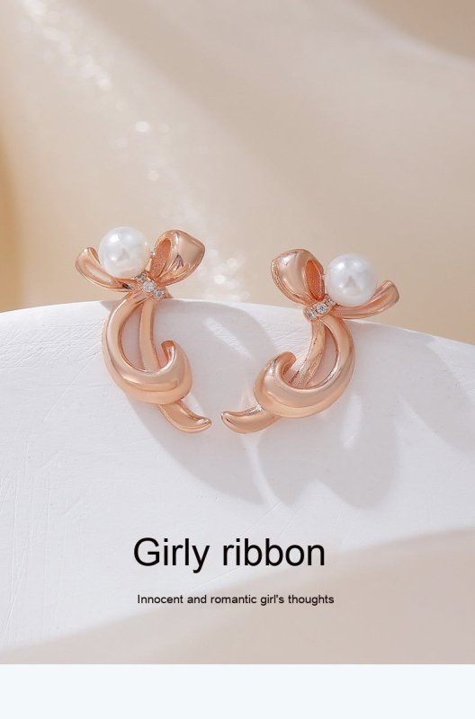 Bowknot Shell Pearls Classic Style Earrings Daily Commute-Jewearrings