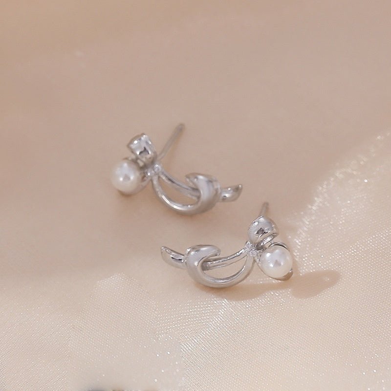 Bowknot Shell Pearls Classic Style Earrings Daily Commute-Jewearrings