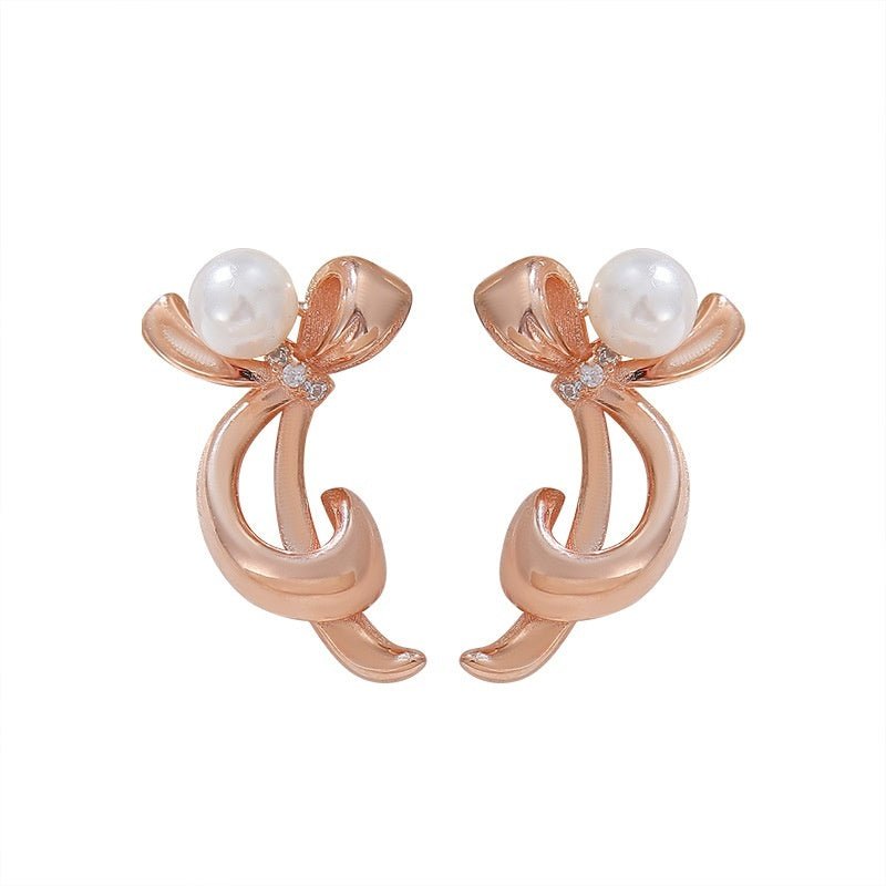 Bowknot Shell Pearls Classic Style Earrings Daily Commute-Jewearrings