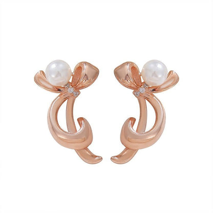 Bowknot Shell Pearls Classic Style Earrings Daily Commute-Jewearrings