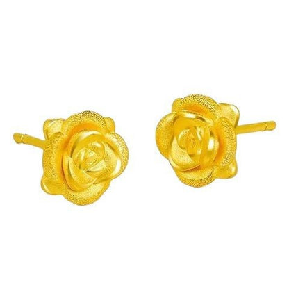 Brass Gold-plated Roses Petal Stud Earrings-Jewearrings