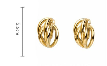 Brass gold simple earrings-Jewearrings