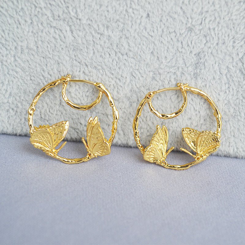 Brass plating real gold earrings-Jewearrings