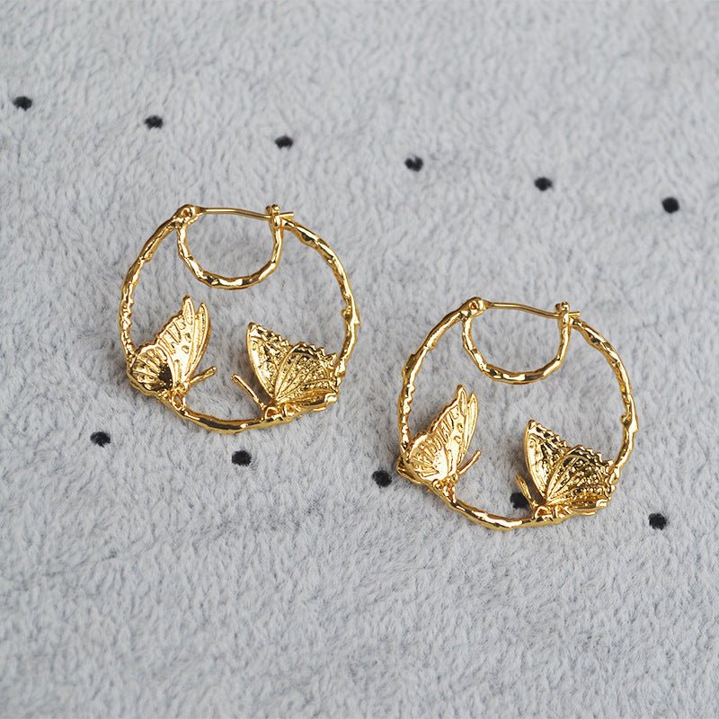 Brass plating real gold earrings-Jewearrings