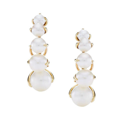 Brass Vacuum Plating 18K Gold Gradient Pearl Ear Clip Earrings Women-Jewearrings