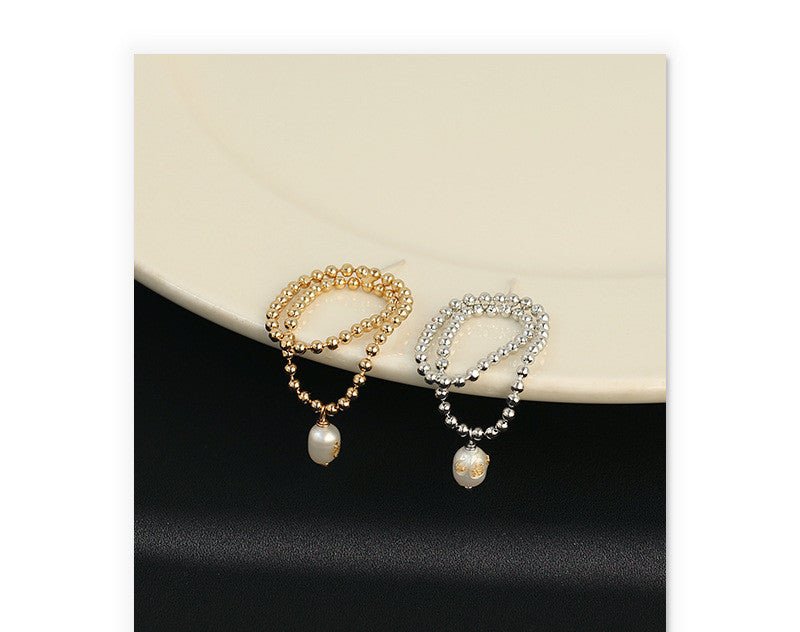 Brass With Platinum Plated Natural Real Pearl Dongdaemun All-Match Fashion Style Gold Leaf Earrings Earrings Earrings Women-Jewearrings