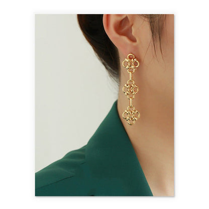 Brass With Real Gold Platedwhite Gold French Tassel Earrings-Jewearrings