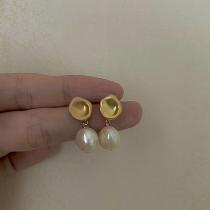 Brilliant Classic Baroque Pearl Stud Earrings-Jewearrings