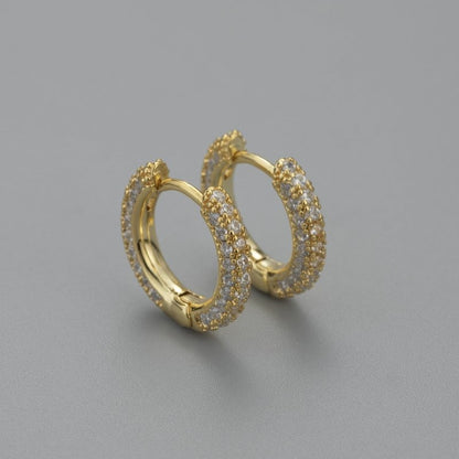 Broad-faced Copper-encrusted Zircon Hoop Earrings-Jewearrings