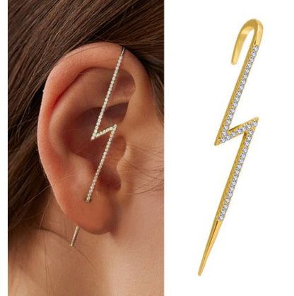 Bronze And Diamond-plated Real Gold Pierced Women's Lightning Earrings-Jewearrings