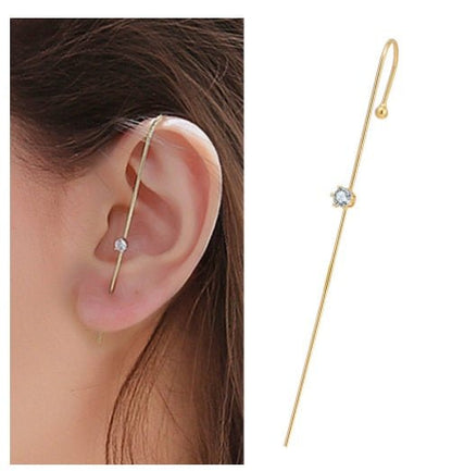 Bronze And Diamond-plated Real Gold Pierced Women's Lightning Earrings-Jewearrings