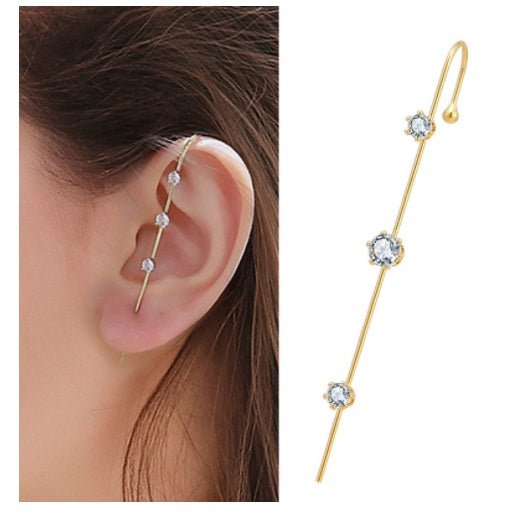 Bronze And Diamond-plated Real Gold Pierced Women's Lightning Earrings-Jewearrings