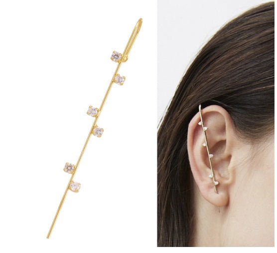 Bronze And Diamond-plated Real Gold Pierced Women's Lightning Earrings-Jewearrings