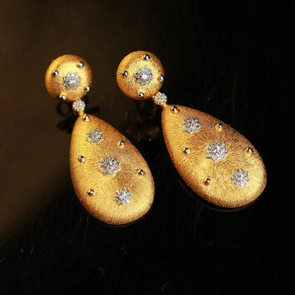 Brushed Water Drop Design Earrings S925 Silver Gold Plated Brushed Earrings Women-Jewearrings