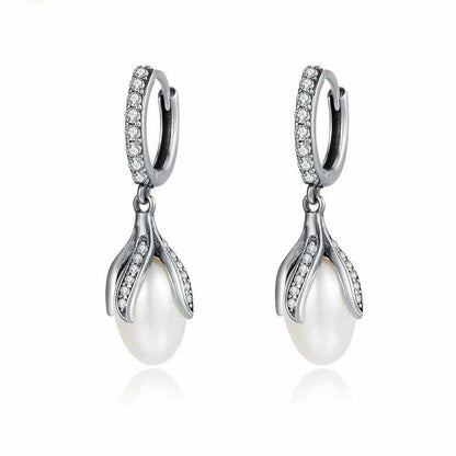 Bud Freshwater Pearl Women's Diamond Earrings-Jewearrings