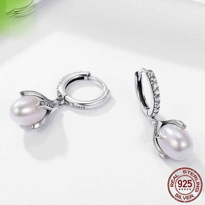 Bud Freshwater Pearl Women's Diamond Earrings-Jewearrings