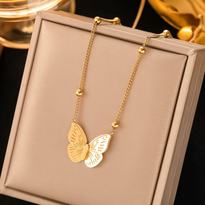 Butterfly Earrings Female Temperament Wild 18K Gold Titanium Steel-Jewearrings